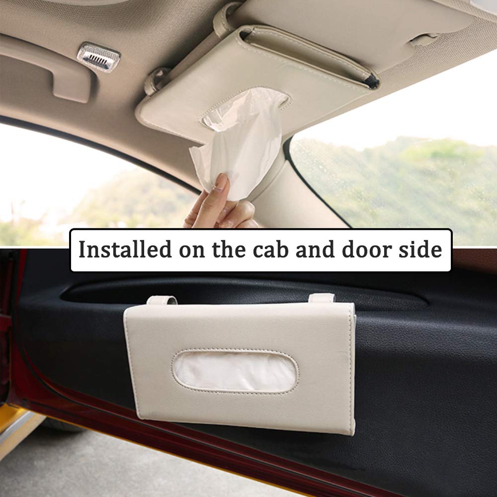 Car Visor Tissue Holder Beige Hanging Dispenser