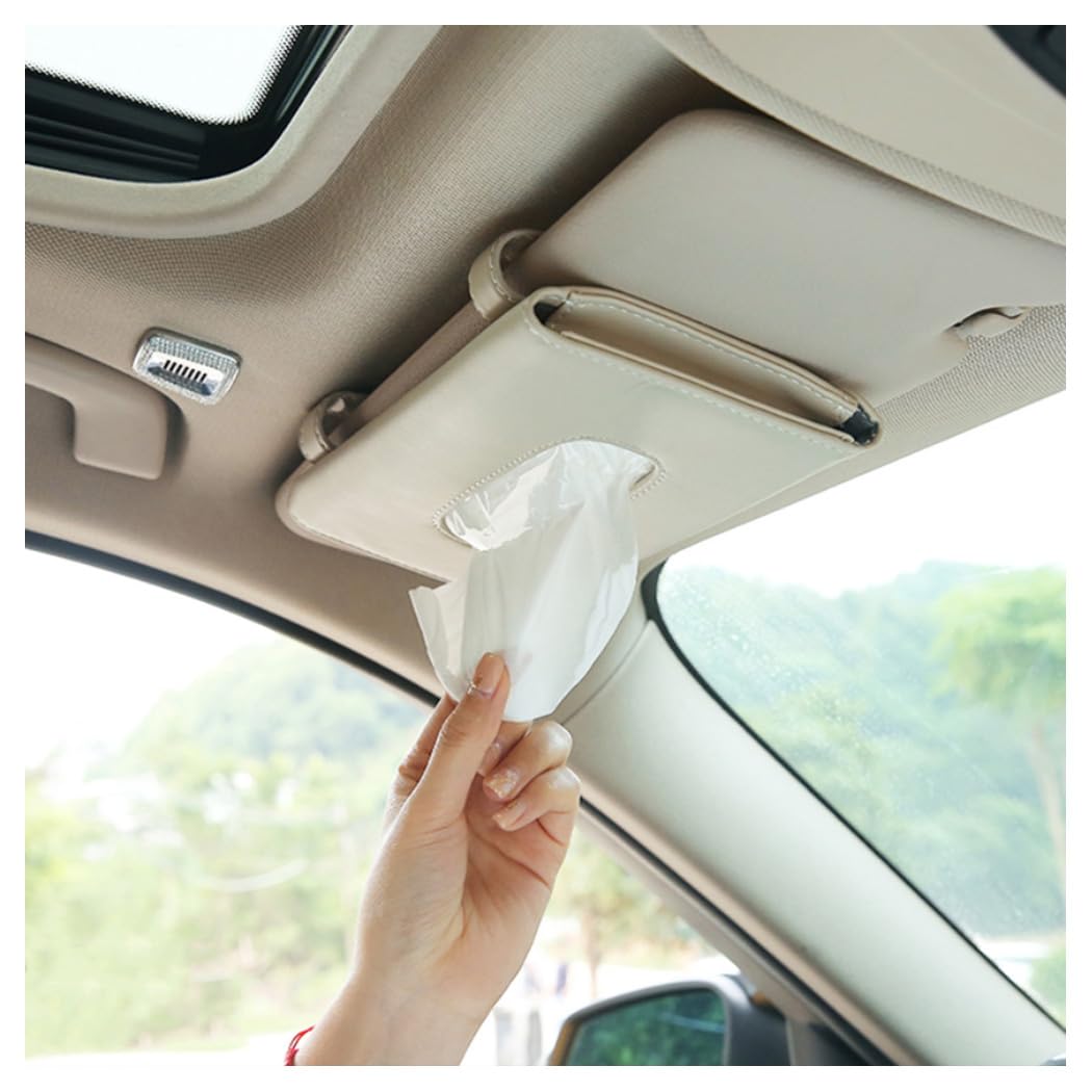 Car Visor Tissue Holder Beige Hanging Dispenser