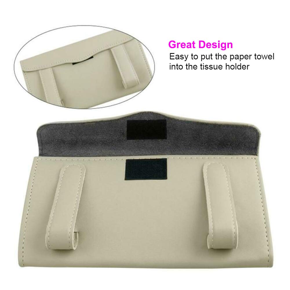 Car Visor Tissue Holder Beige Hanging Dispenser