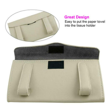 Car Visor Tissue Holder Beige Hanging Dispenser