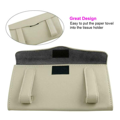 Car Visor Tissue Holder Beige Hanging Dispenser