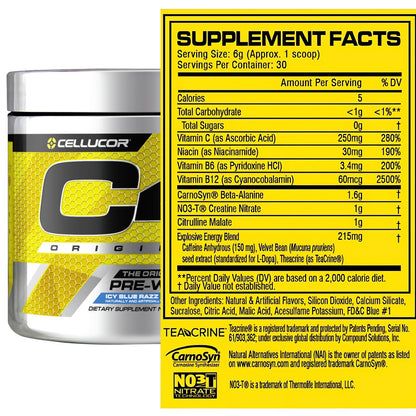 Cellucor C4 Pre-Workout Icy Blue Razz 30 Servings