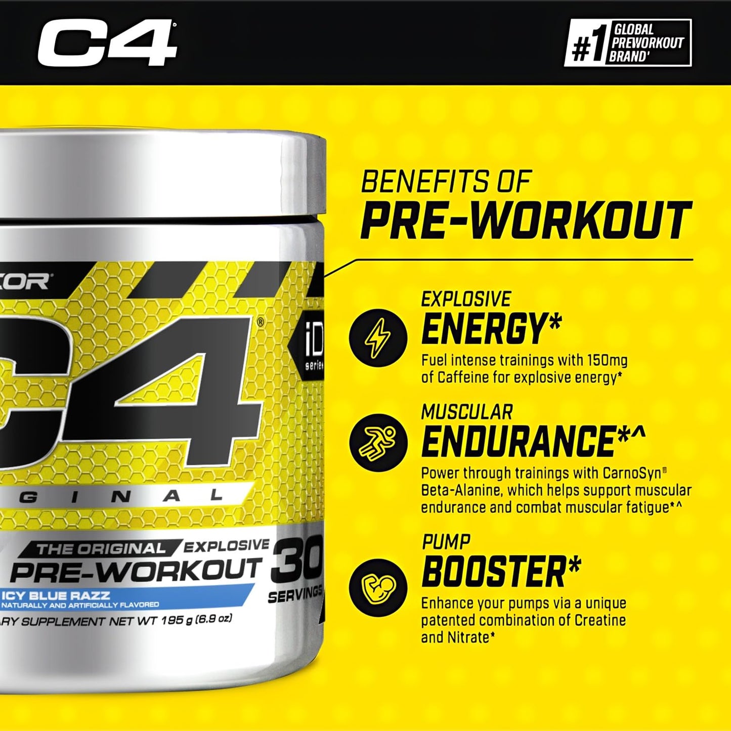 Cellucor C4 Pre-Workout Icy Blue Razz 30 Servings