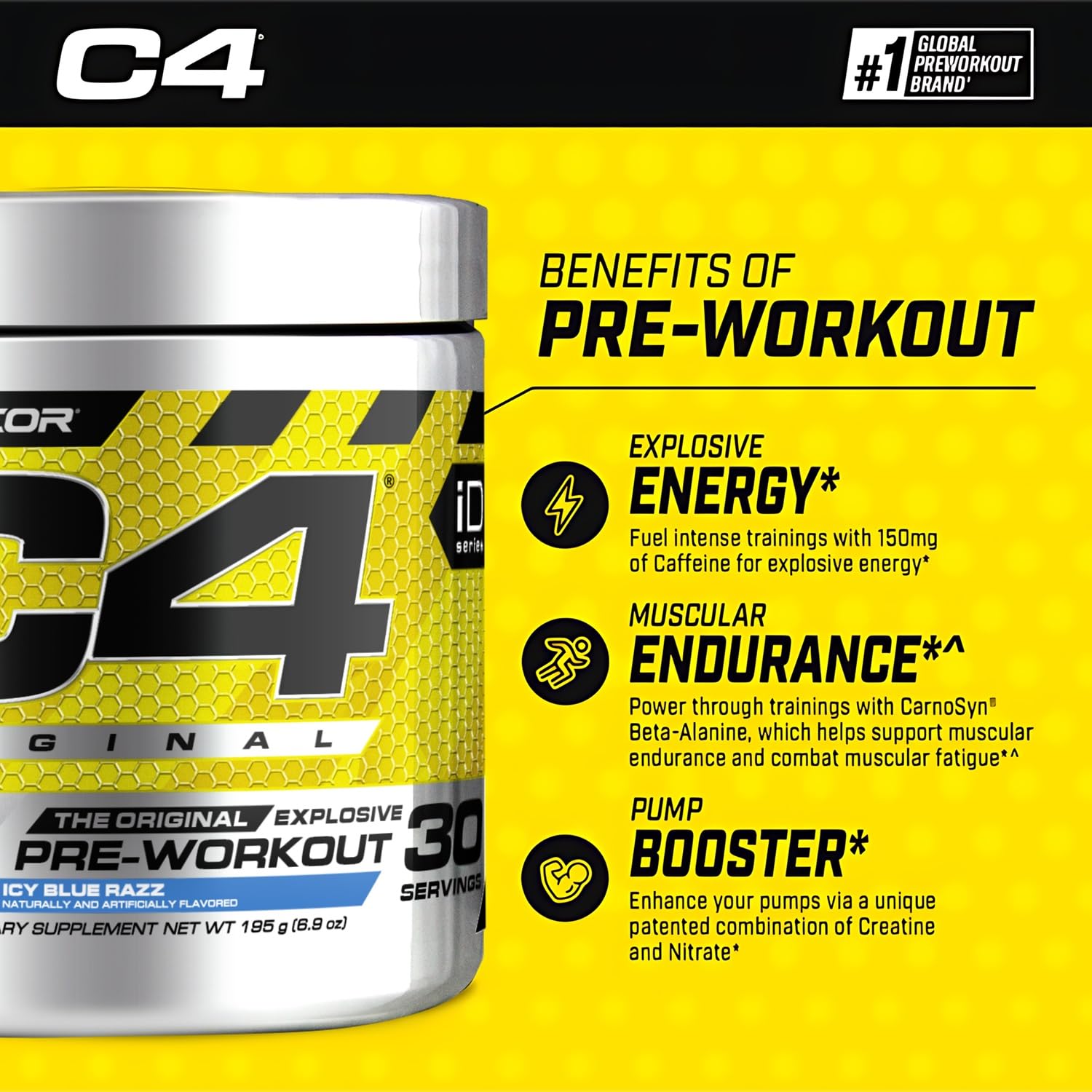 Cellucor C4 Pre-Workout Icy Blue Razz 30 Servings