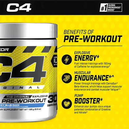 Cellucor C4 Pre-Workout Icy Blue Razz 30 Servings