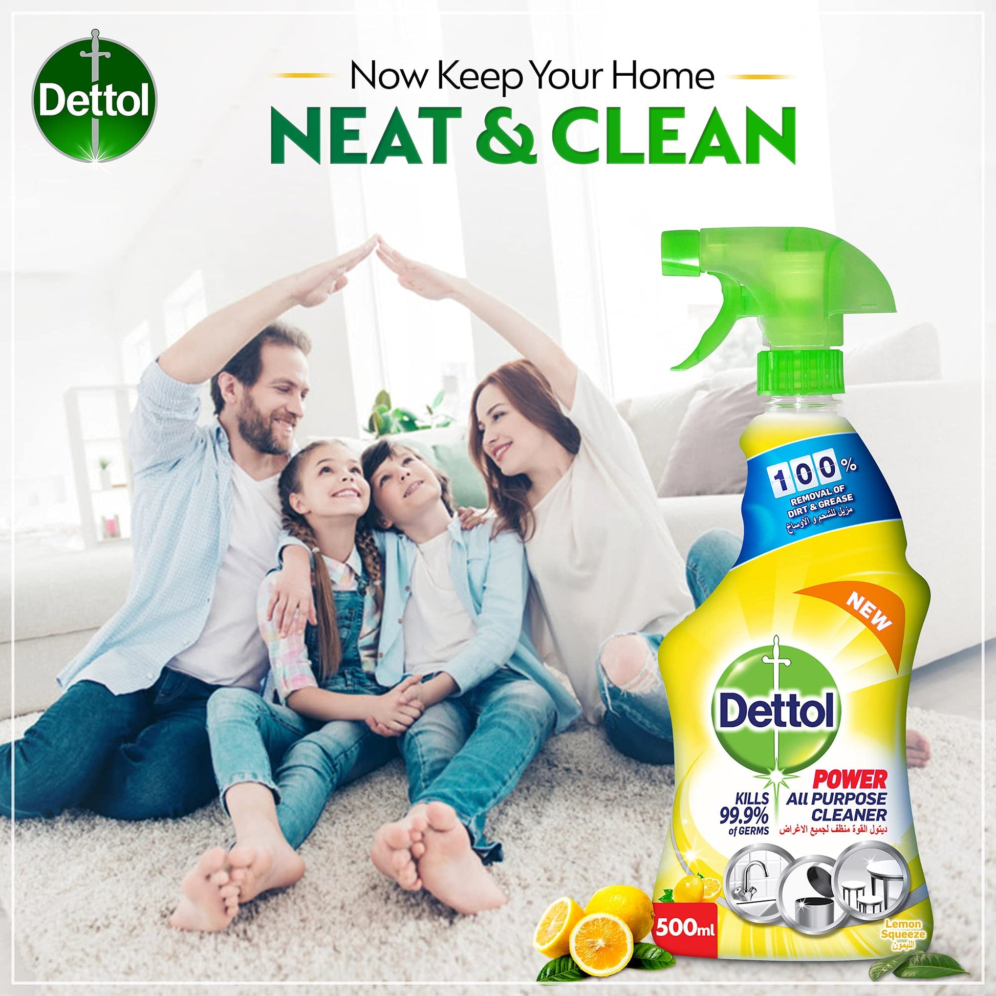 Dettol All Purpose & Kitchen Cleaner Spray 2x500ml