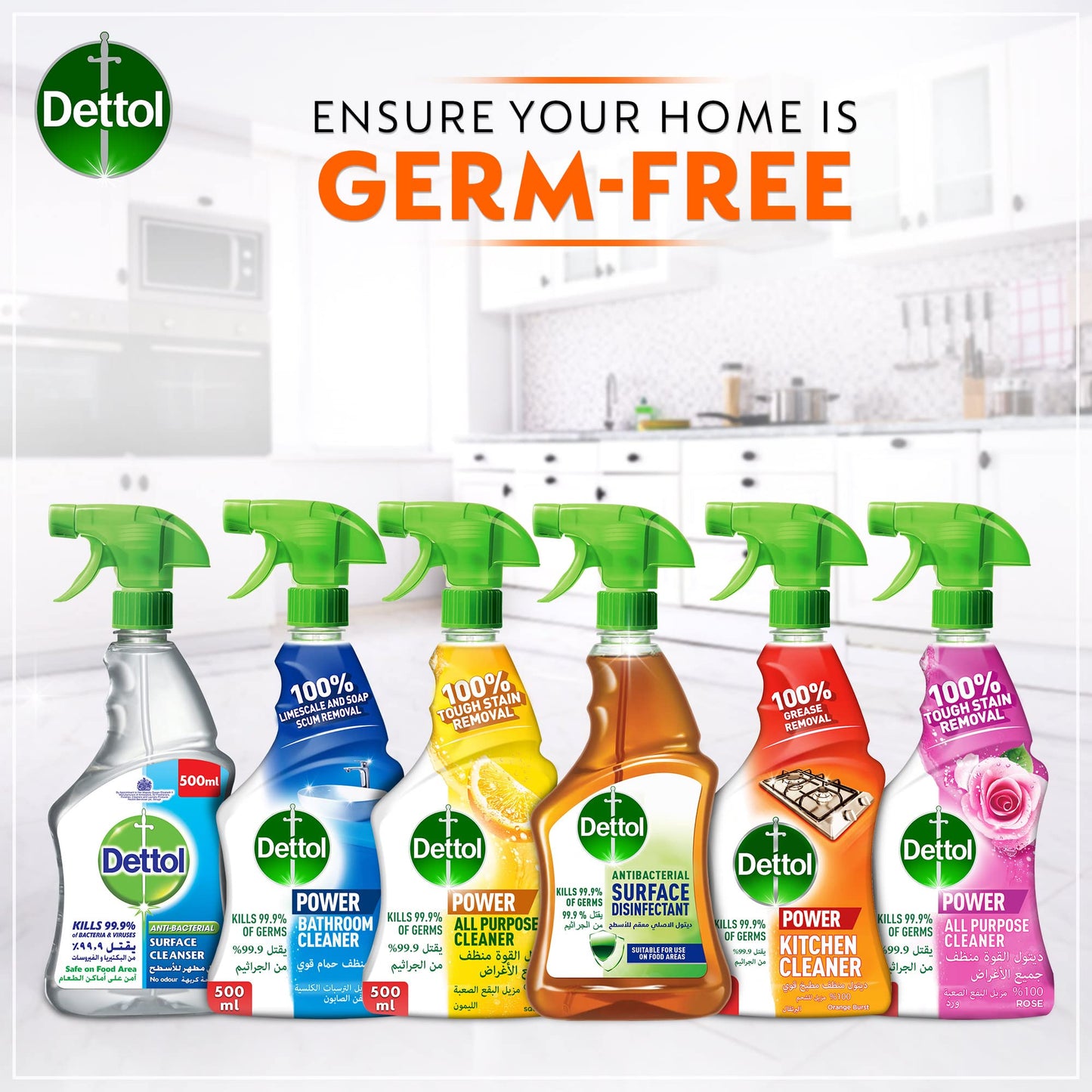 Dettol All Purpose & Kitchen Cleaner Spray 2x500ml