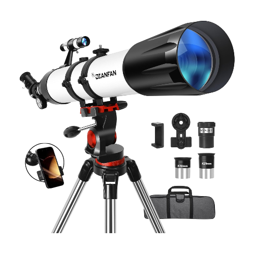 Dianfan 90mm Refractor Telescope – 800mm Professional Astronomy Telescope for Adults & Beginners with Tripod, Phone Adapter & Carry Bag