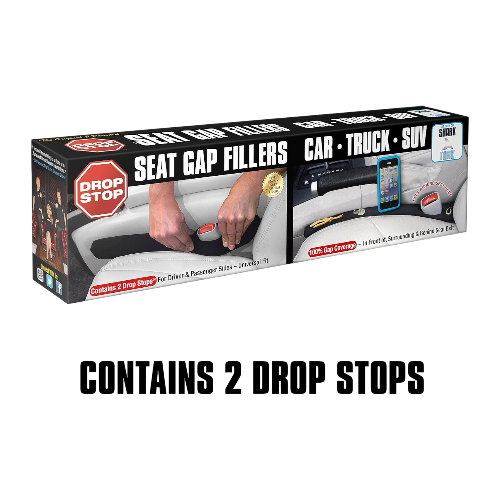 Drop Stop – Original Patented Car Seat Gap Filler (Set of 2) with Slide-Free Pad & Light – AS SEEN ON Shark Tank