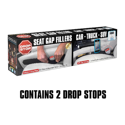 Drop Stop – Original Patented Car Seat Gap Filler (Set of 2) with Slide-Free Pad & Light – AS SEEN ON Shark Tank