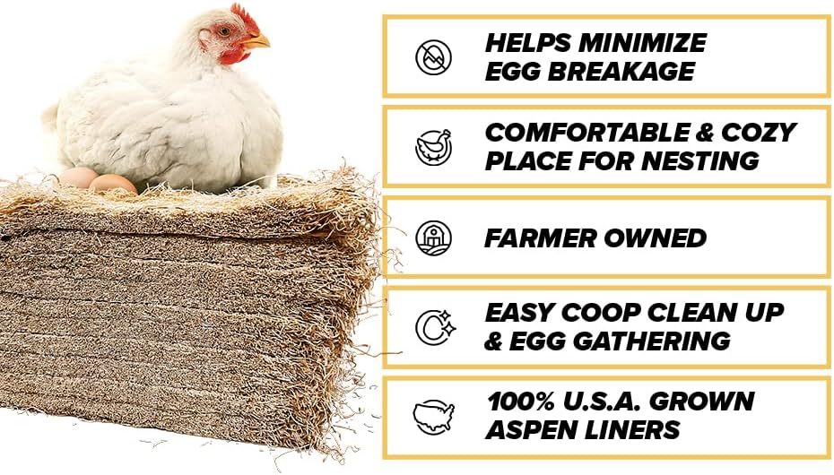Eaton Pet & Pasture Premium Laying Hen Nesting Pads – 13 x 13, 10-Pack – USA Grown & Sustainably Harvested