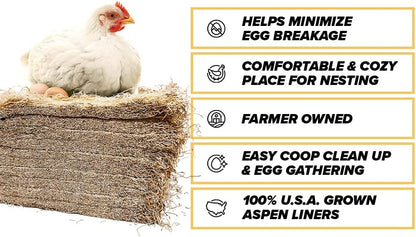 Eaton Pet & Pasture Premium Laying Hen Nesting Pads – 13 x 13, 10-Pack – USA Grown & Sustainably Harvested
