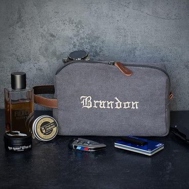 Embroidered Handcrafted Personalized Toiletry Bag for Men Custom Name