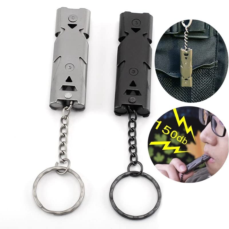 Emergency Whistle 2PCS 150dB Double Tube Metal