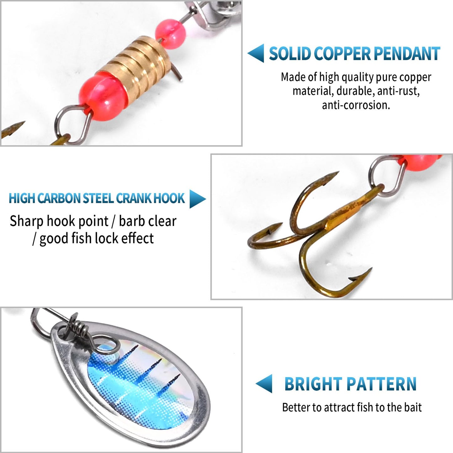 Fishing Lures Spinner Bait Set 16PCS for Bass Trout