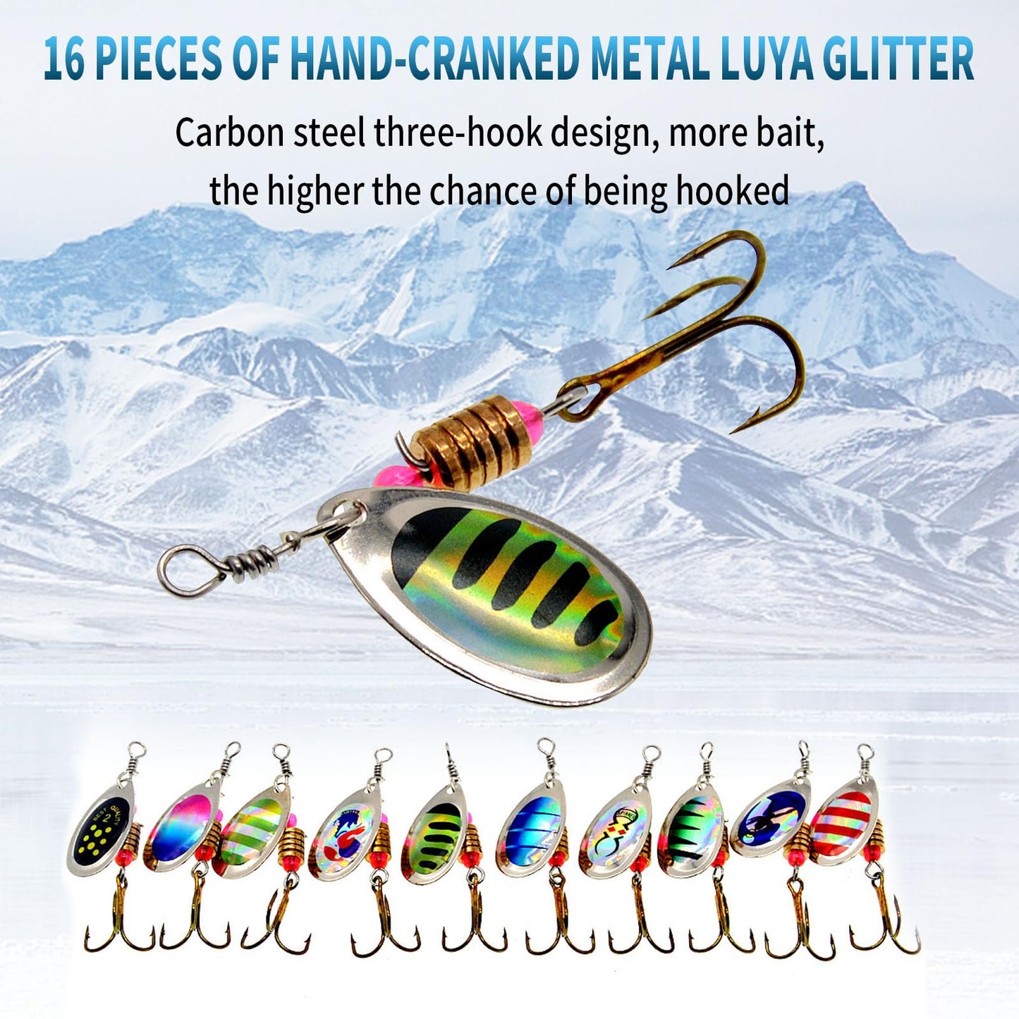 Fishing Lures Spinner Bait Set 16PCS for Bass Trout