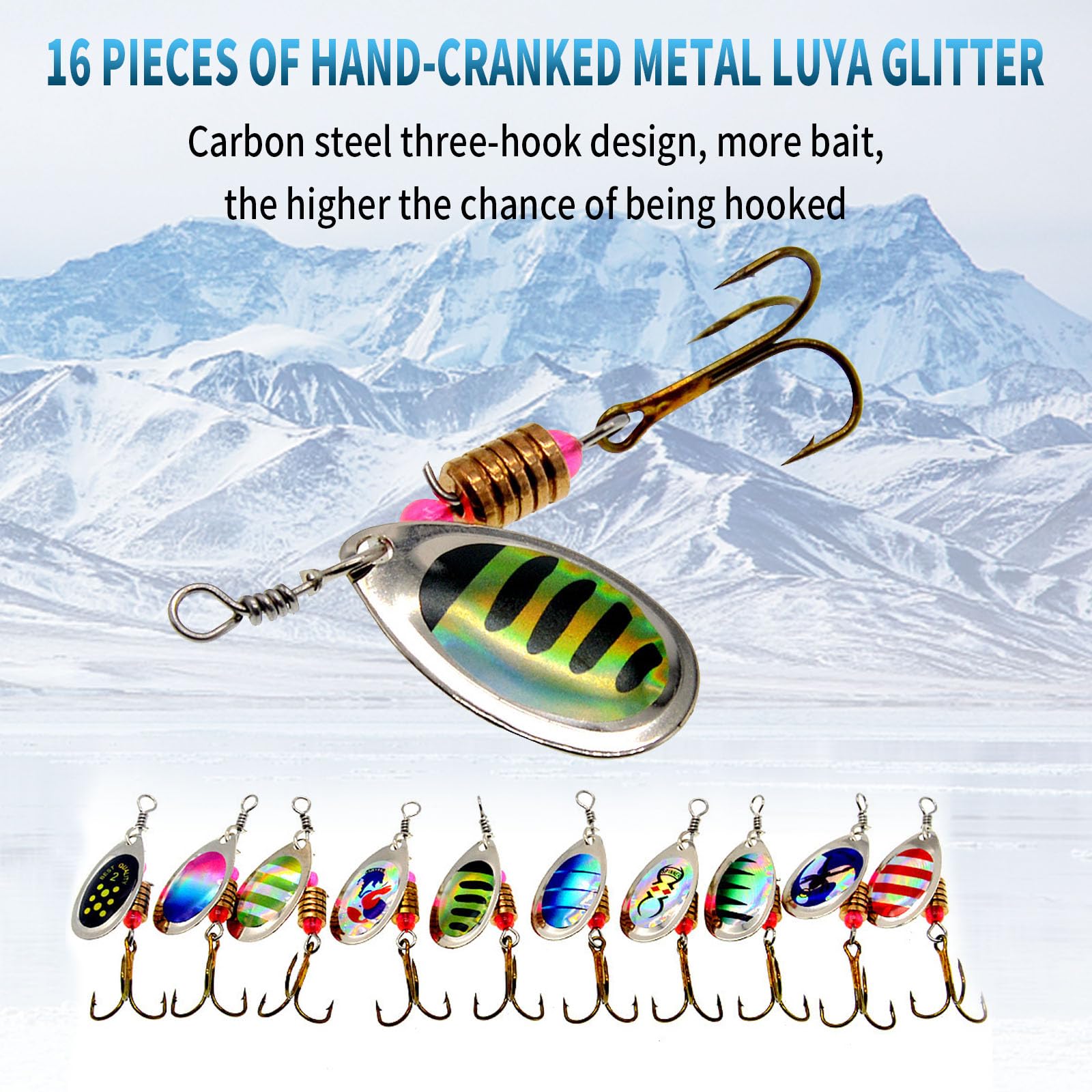 Fishing Lures Spinner Bait Set 16PCS for Bass Trout