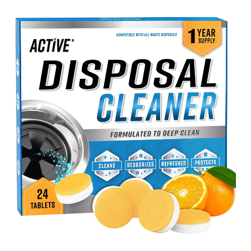 Garbage Disposal Cleaner & Deodorizer Tablets – 24-Pack XL Foaming Citrus Freshener, Natural Kitchen Drain Care, 1-Year Supply