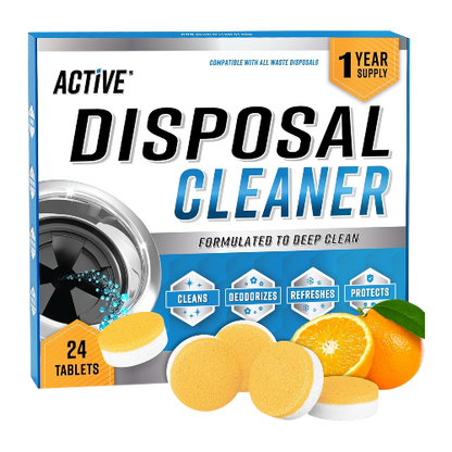Garbage Disposal Cleaner & Deodorizer Tablets – 24-Pack XL Foaming Citrus Freshener, Natural Kitchen Drain Care, 1-Year Supply