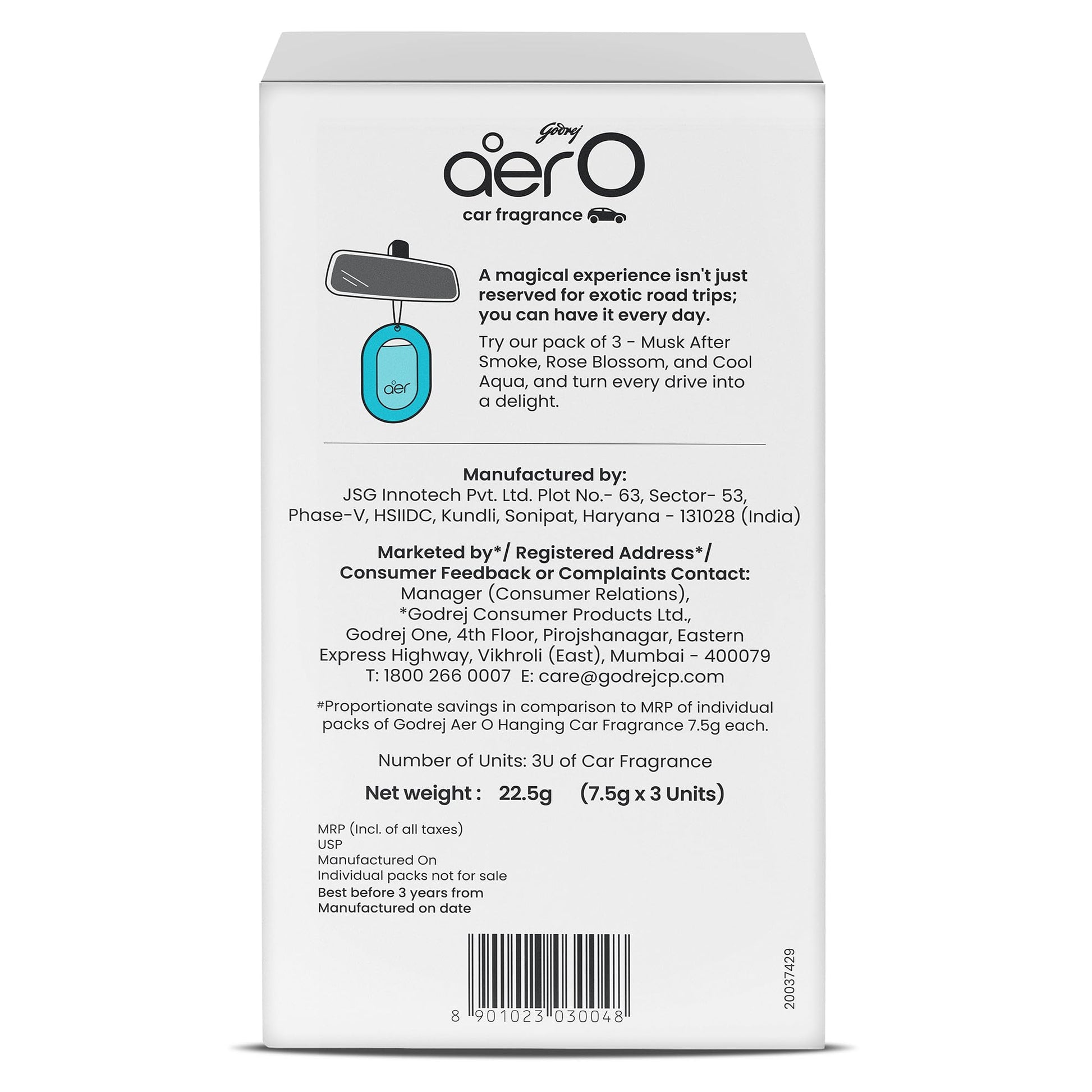Godrej Aer O Car Air Freshener 3-Pack Gel