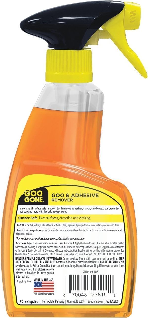 Goo Gone Adhesive Remover Spray Gel 12 oz for Glue, Stickers, and Sticky Residue