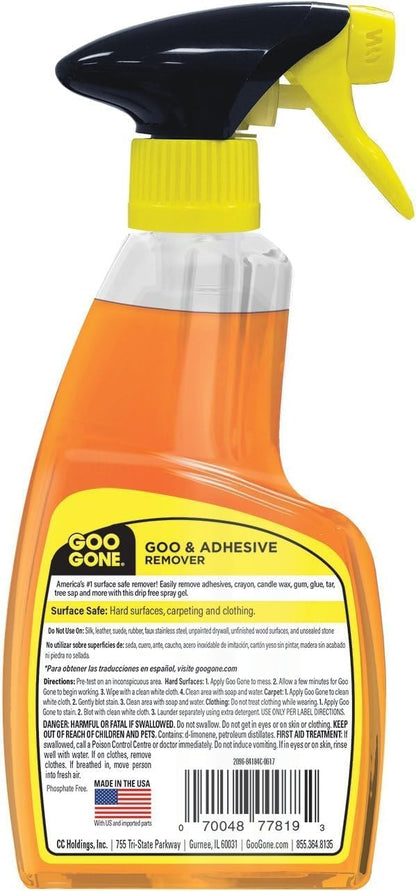Goo Gone Adhesive Remover Spray Gel 12 oz for Glue, Stickers, and Sticky Residue