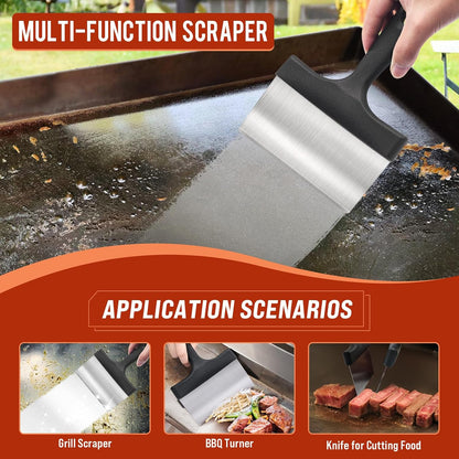Griddle Cleaning Kit for Blackstone – Flat Top Grill Cleaner with Scraper, Brush & Grill Stone