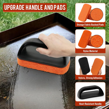 Griddle Cleaning Kit for Blackstone – Flat Top Grill Cleaner with Scraper, Brush & Grill Stone