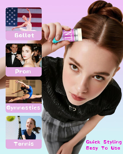 Hair Wax Stick and Slick Back Brush Set for Kids Women and Men