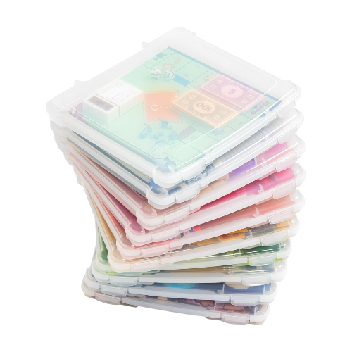 IRIS USA Board Game and Craft Organizer Box 10-Pack Clear Slim Plastic Cases