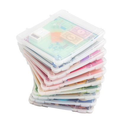 IRIS USA Board Game and Craft Organizer Box 10-Pack Clear Slim Plastic Cases