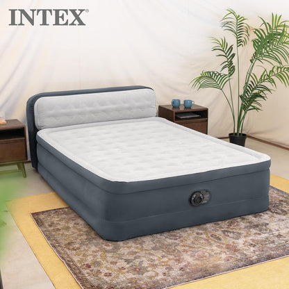 Intex Dura-Beam Deluxe Ultra Plush Queen Air Mattress with Headboard Built-in Pump