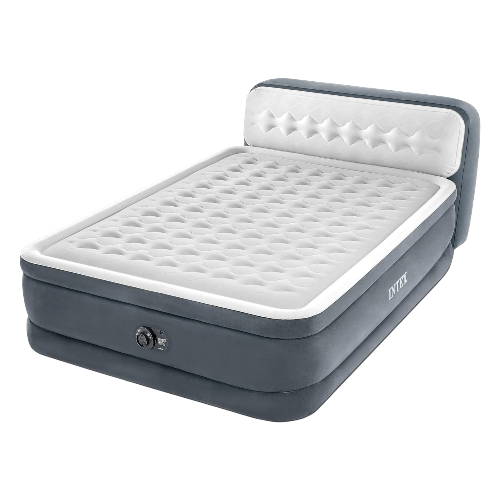 Intex Dura-Beam Deluxe Ultra Plush Queen Air Mattress with Headboard Built-in Pump