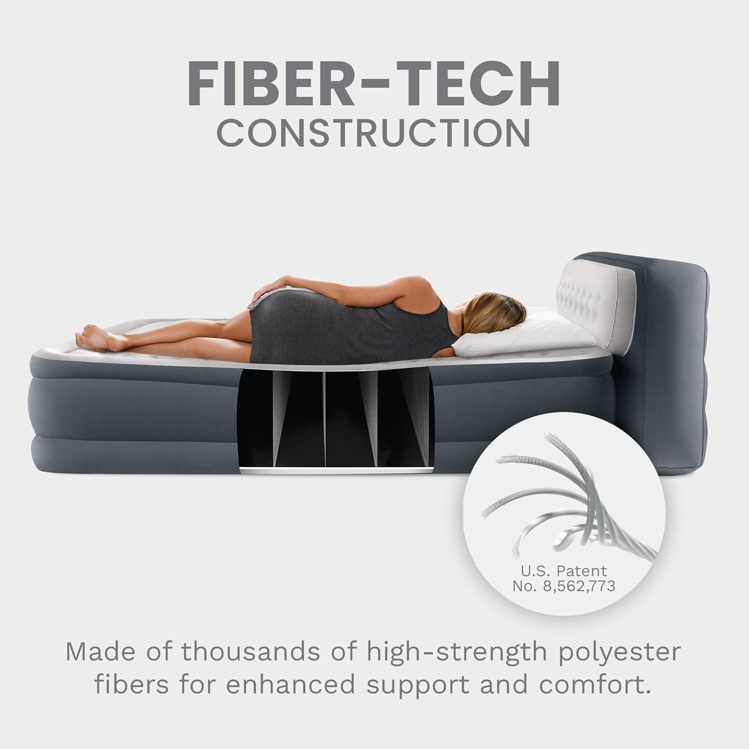 Intex Dura-Beam Deluxe Ultra Plush Queen Air Mattress with Headboard Built-in Pump