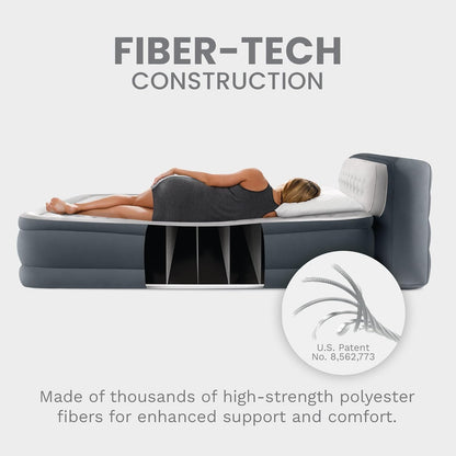 Intex Dura-Beam Deluxe Ultra Plush Queen Air Mattress with Headboard Built-in Pump