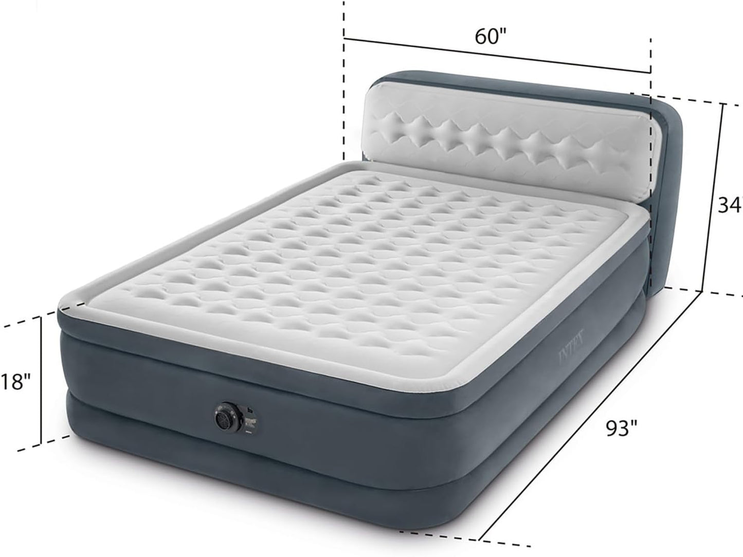 Intex Dura-Beam Deluxe Ultra Plush Queen Air Mattress with Headboard Built-in Pump