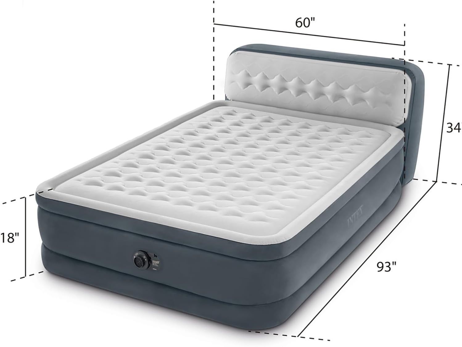 Intex Dura-Beam Deluxe Ultra Plush Queen Air Mattress with Headboard Built-in Pump