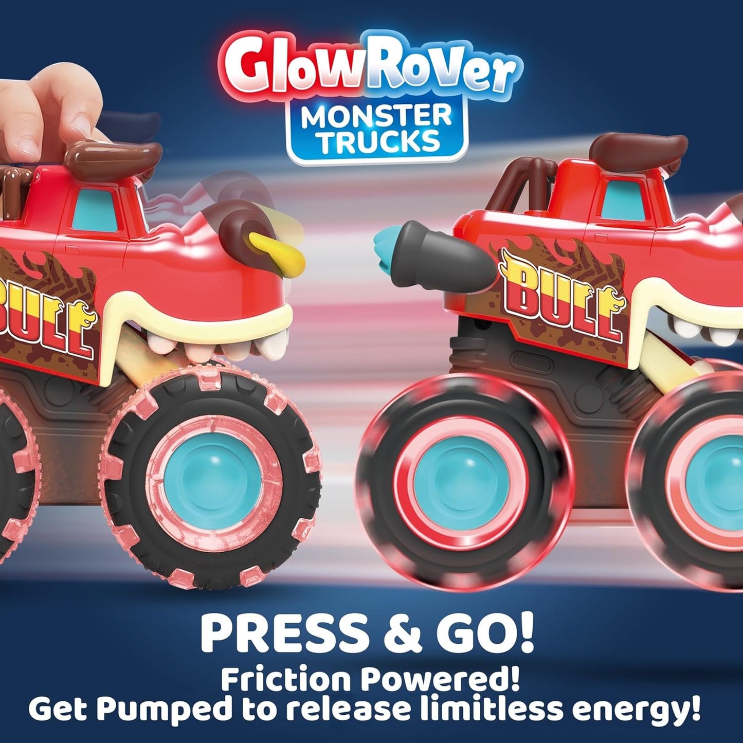 JOYIN 3-Pack Monster Truck Toys – Motion-Activated Light-Up LED Wheels, Press & Go Trucks for Toddlers