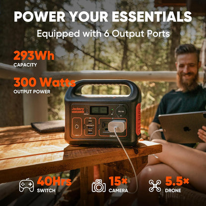 Jackery Explorer 300 Portable Power Station – 293Wh Backup Battery & Solar Generator (Renewed) – RV, Camping, Outdoors, Blackouts