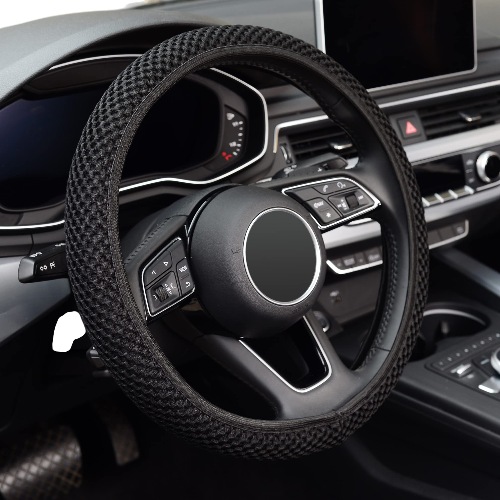 KAFEEK Stretch Steering Wheel Cover 15" Black