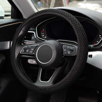 KAFEEK Stretch Steering Wheel Cover 15" Black