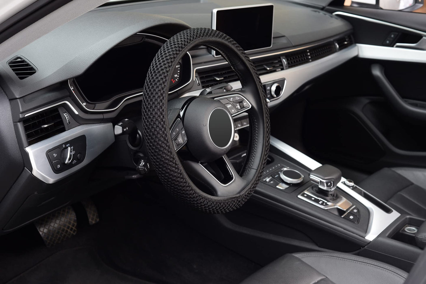 KAFEEK Stretch Steering Wheel Cover 15" Black