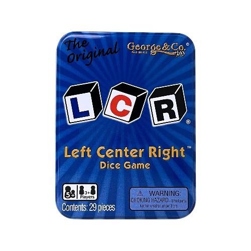 LCR Left Center Right Dice Game Blue Tin