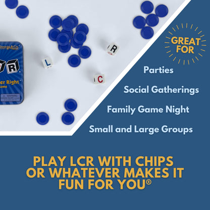 LCR Left Center Right Dice Game Blue Tin