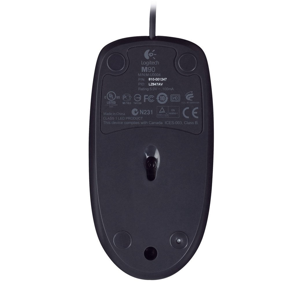 Logitech M90 USB Wired Mouse 1000 DPI Black