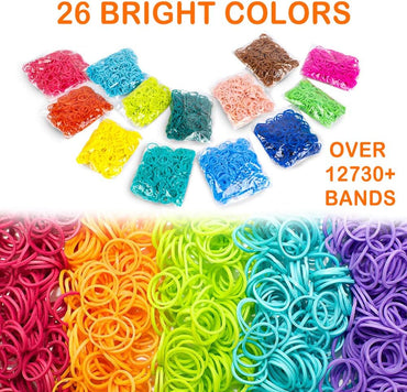 Loom Rubber Bands Refill Kit 12730+ 26 Colors with Hooks and Clips for DIY Bracelets