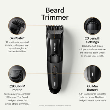 MANSCAPED The Beard Hedger Men's Premium Beard Trimmer Adjustable T-Blade