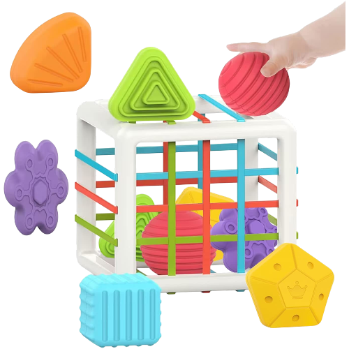 MINGKIDS Montessori Shape Sorting Cube 6pcs