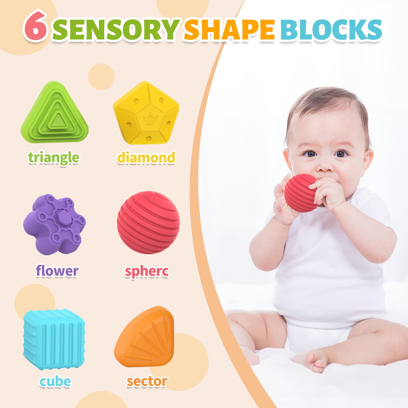 MINGKIDS Montessori Shape Sorting Cube 6pcs