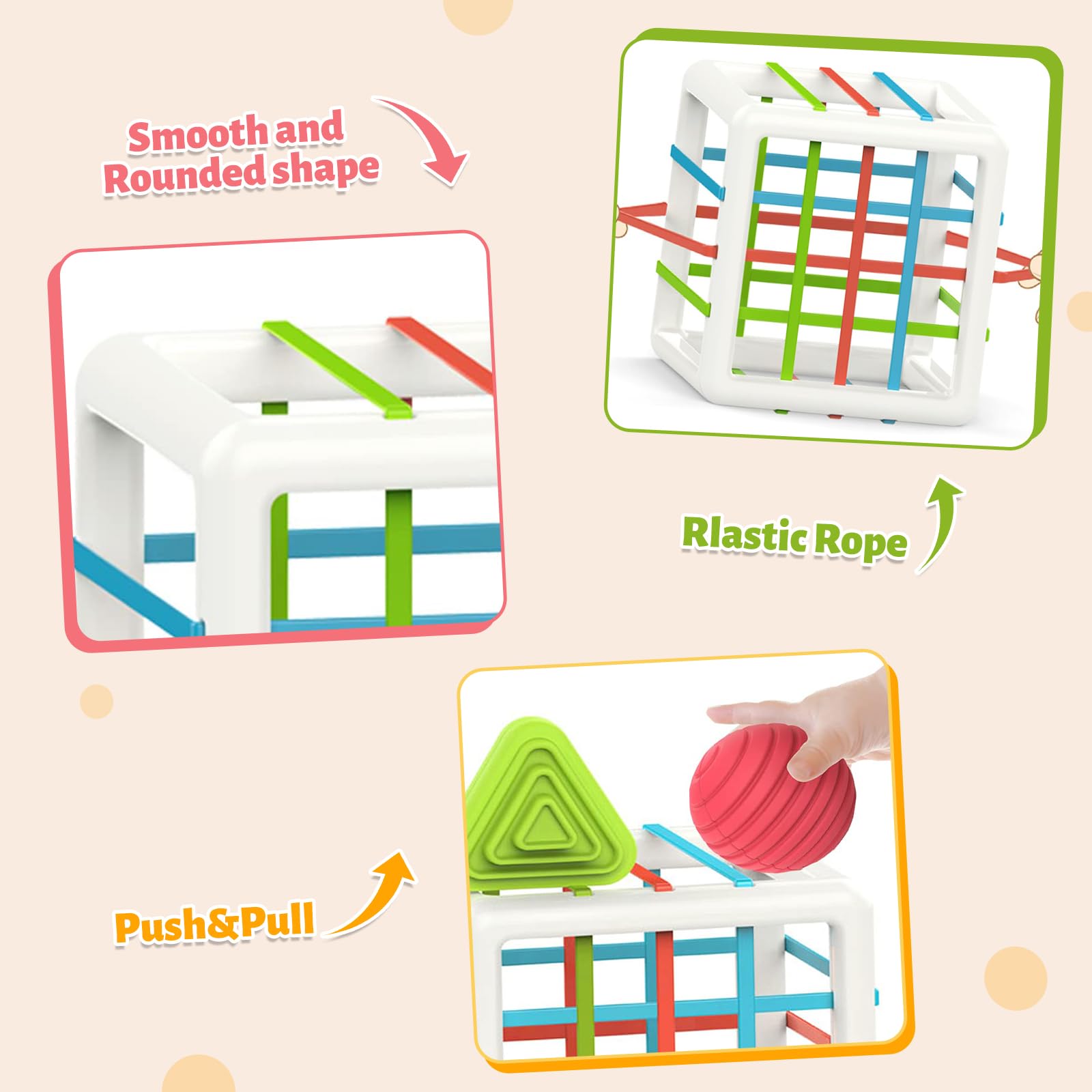 MINGKIDS Montessori Shape Sorting Cube 6pcs